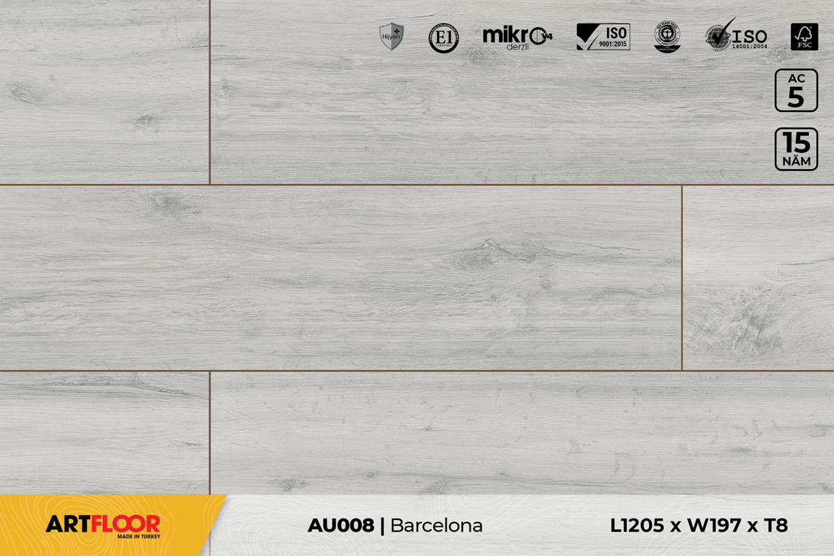 Sàn gỗ Artfloor AU008 – Urban – Barcelona – 8mm – AC4