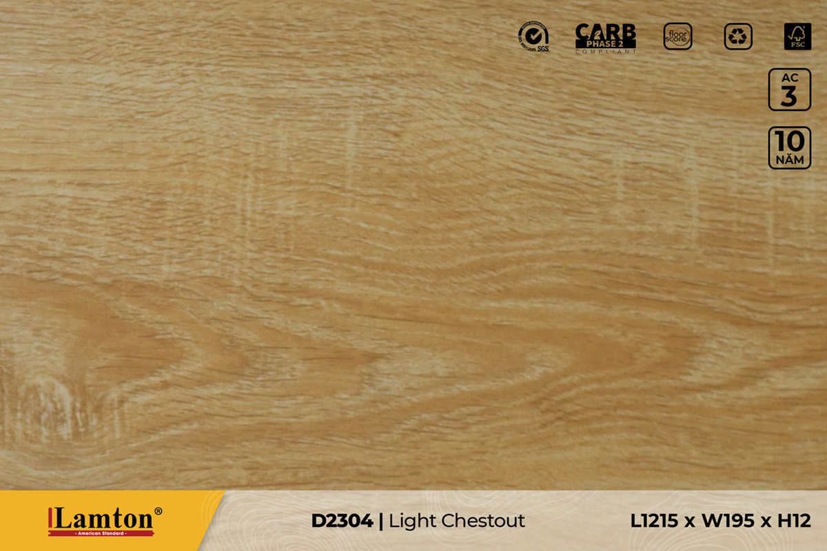 Sàn gỗ Lamton D2304 Light Chestout – 12mm – AC3