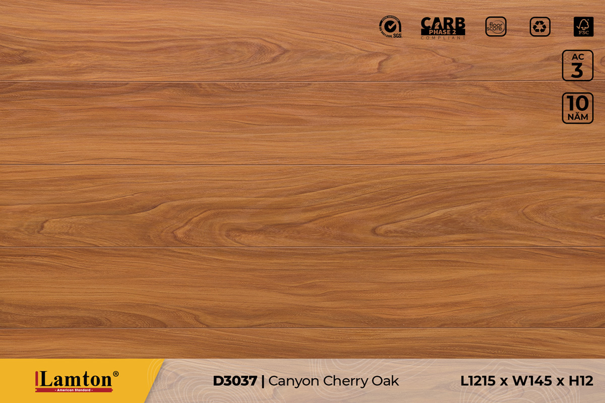 Sàn gỗ Lamton D3037 Canyon Cherry Oak – 12mm – AC3
