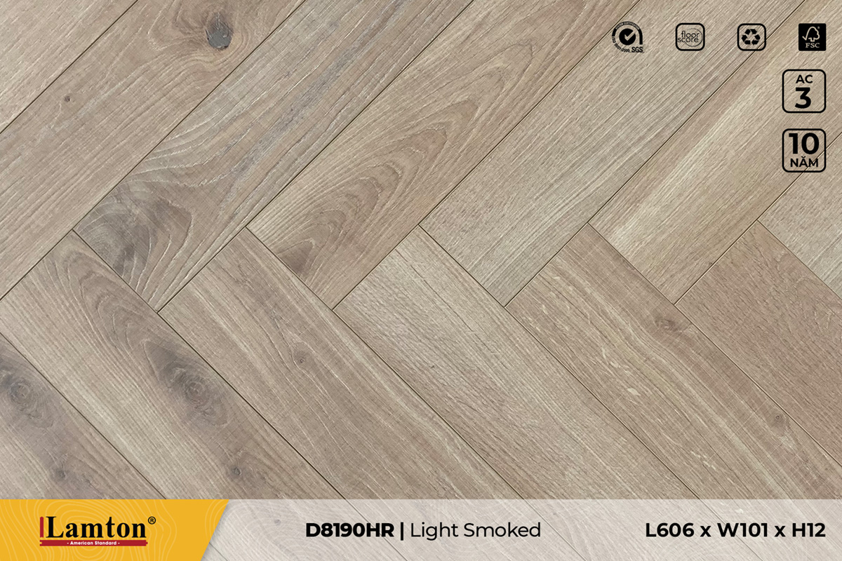 Sàn gỗ Xương Cá Lamton D8190HR Light Smoked – 12mm – AC3