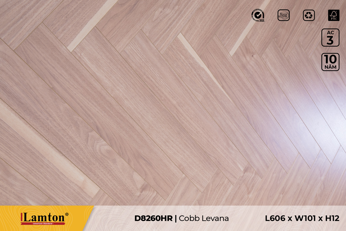Sàn gỗ xương cá Lamton D8260HR Cobb Levana – 12mm – AC3