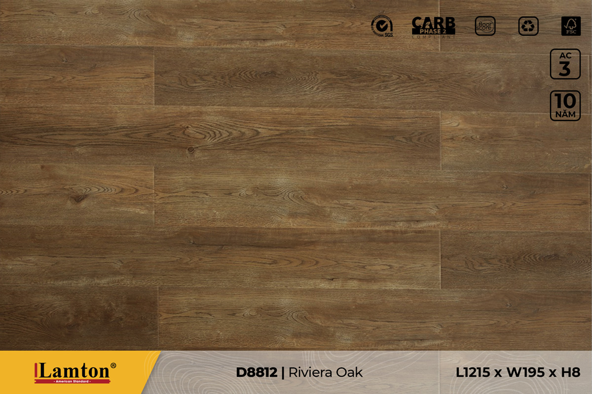 Sàn gỗ Lamton D8812 Riviera Oak – 8mm – AC3