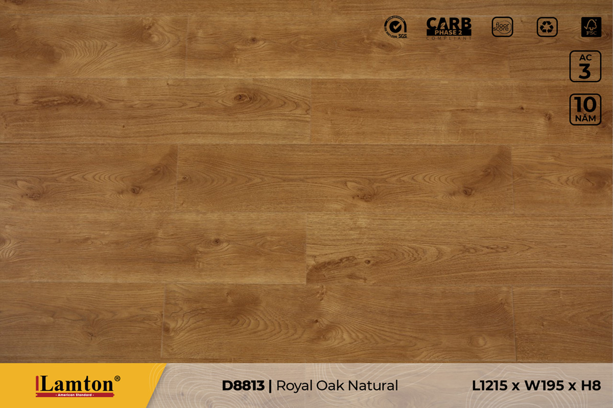Sàn gỗ Lamton D8813 Royal Oak Natural – 8mm – AC3