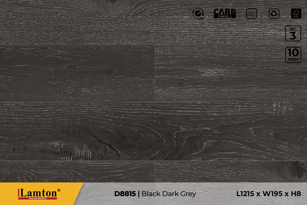 Sàn gỗ Lamton D8815 Black Dark Grey – 8mm – AC3