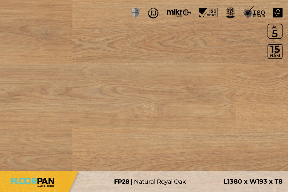 Sàn gỗ Floorpan FP28 Royal Oak Natural – 8mm – AC4