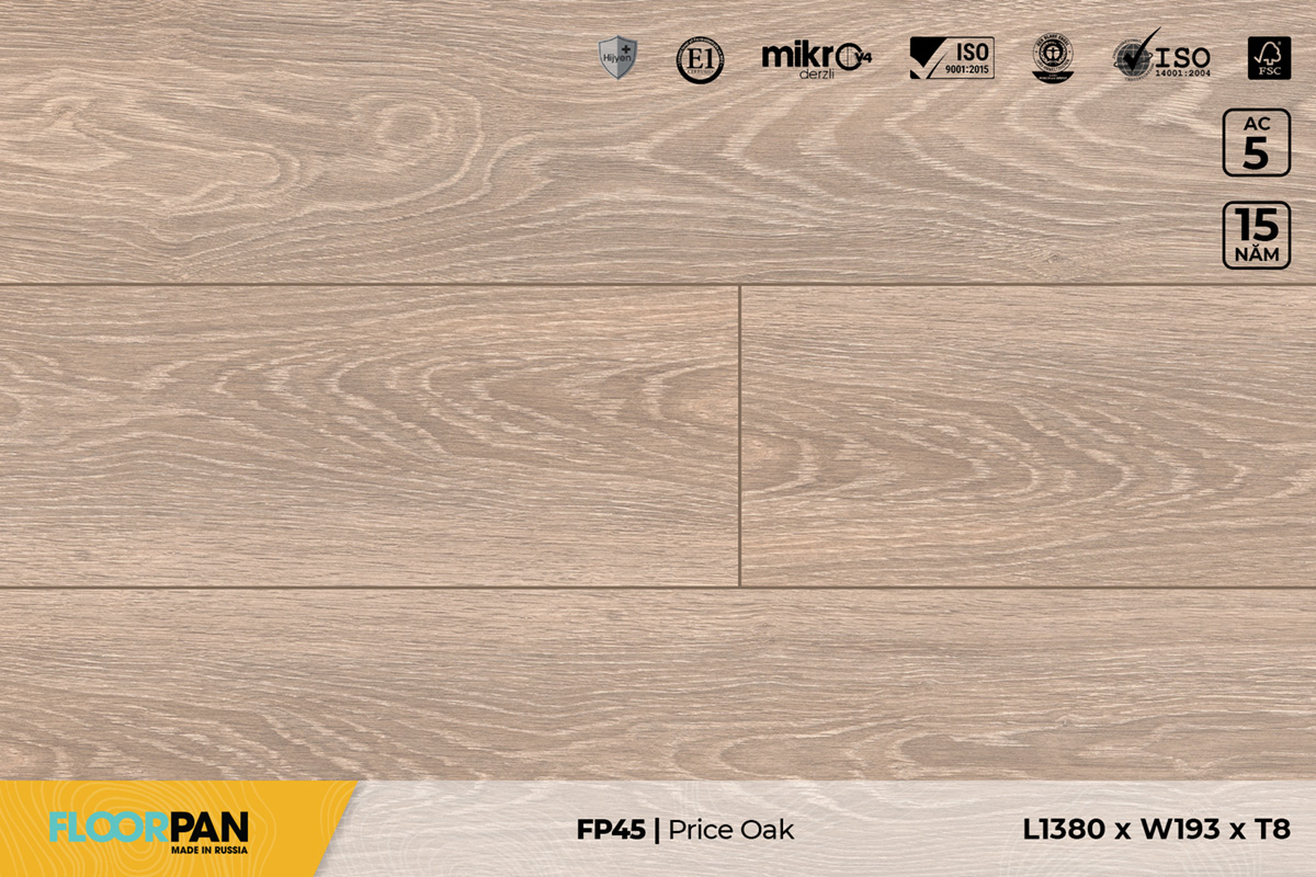 Sàn gỗ Floorpan FP45 Price Oak – 8mm – AC5