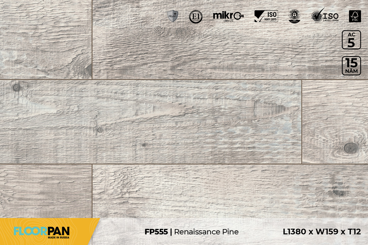 Sàn gỗ Floorpan FP555 Renaissance Pine – 12mm – AC5