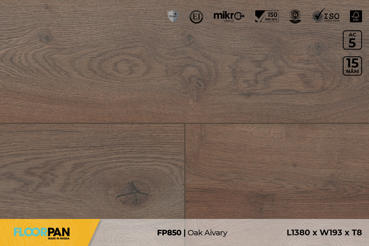 Sàn gỗ Floorpan FP850 Oak Aivary – 8mm – AC4