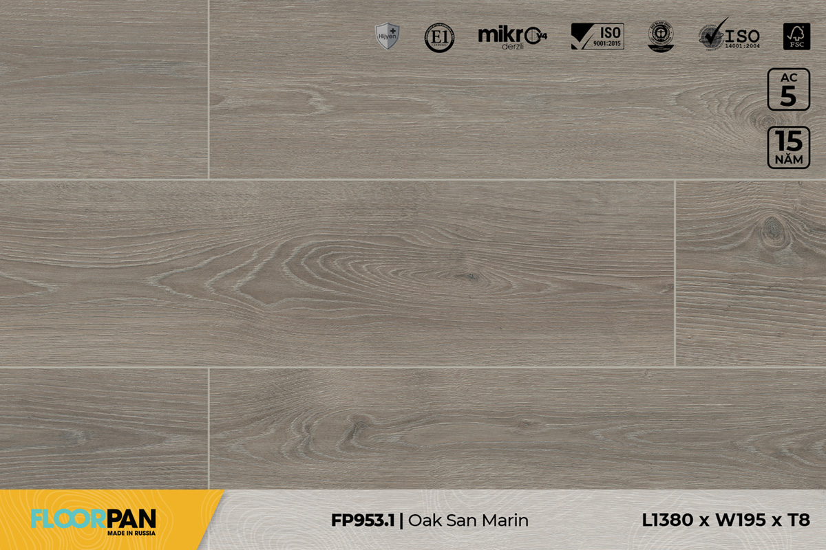 Sàn gỗ Floorpan FP953.1 Oak San Marin – 8mm – AC4