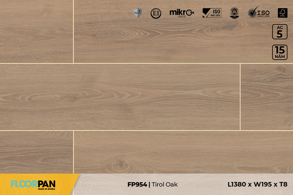 Sàn gỗ Floorpan FP954 Tirol Oak – 8mm – AC4