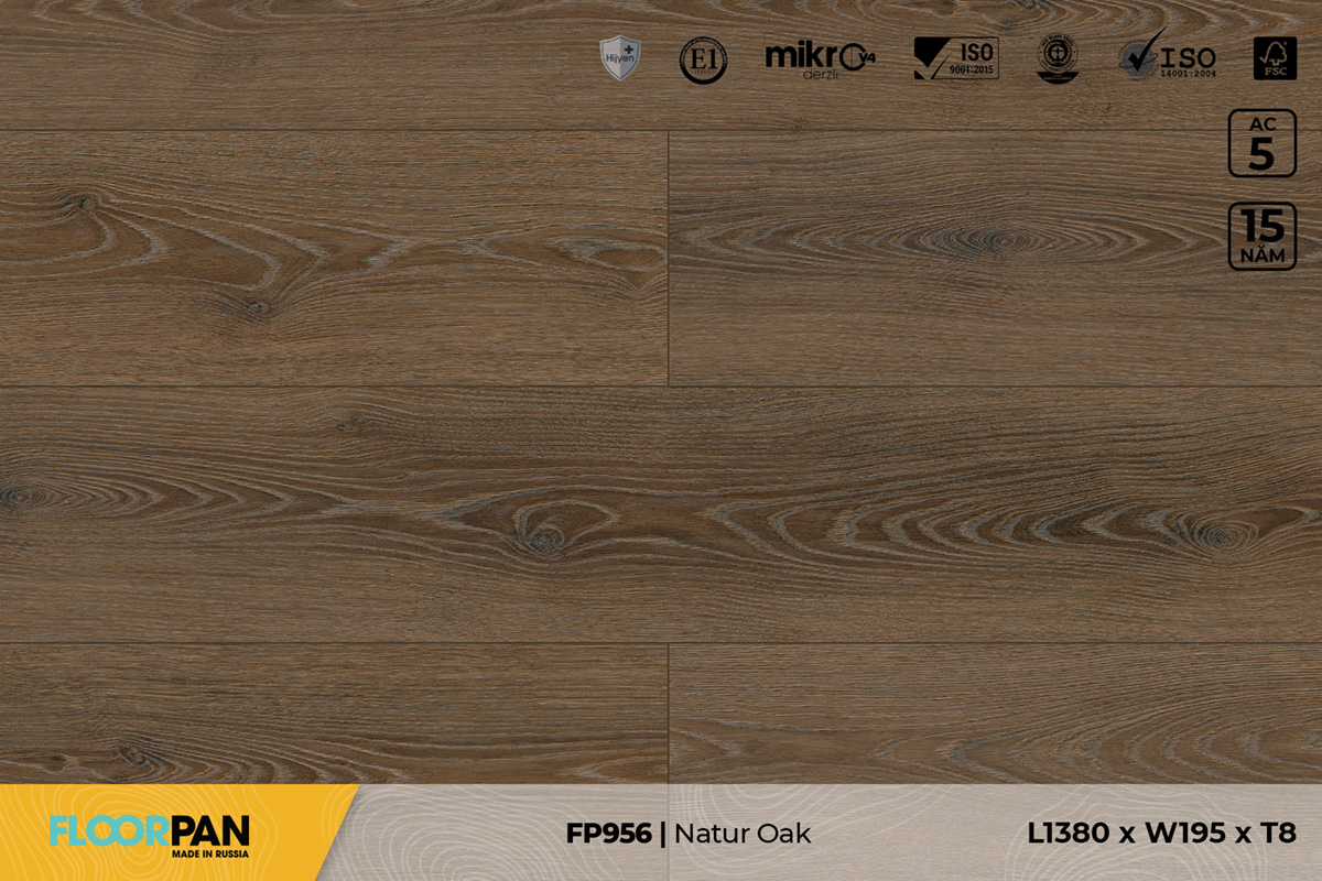 Sàn gỗ Floorpan FP956 Natur Oak – 8mm – AC4