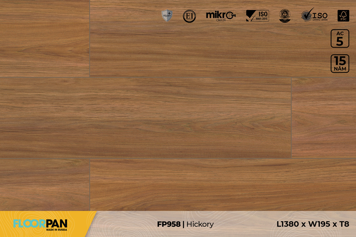 Sàn gỗ Floorpan FP958 Hickory – 8mm – AC4