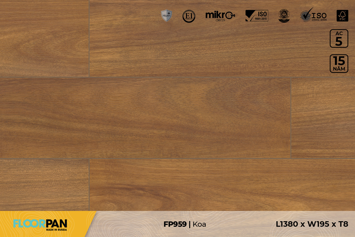 Sàn gỗ Floorpan FP959 Koa – 8mm – AC4