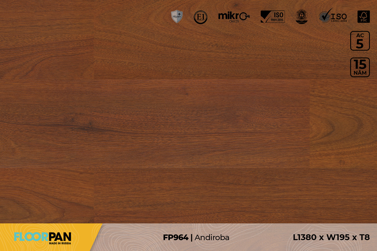 Sàn gỗ Floorpan FP964 Andiroba – 8mm – AC4