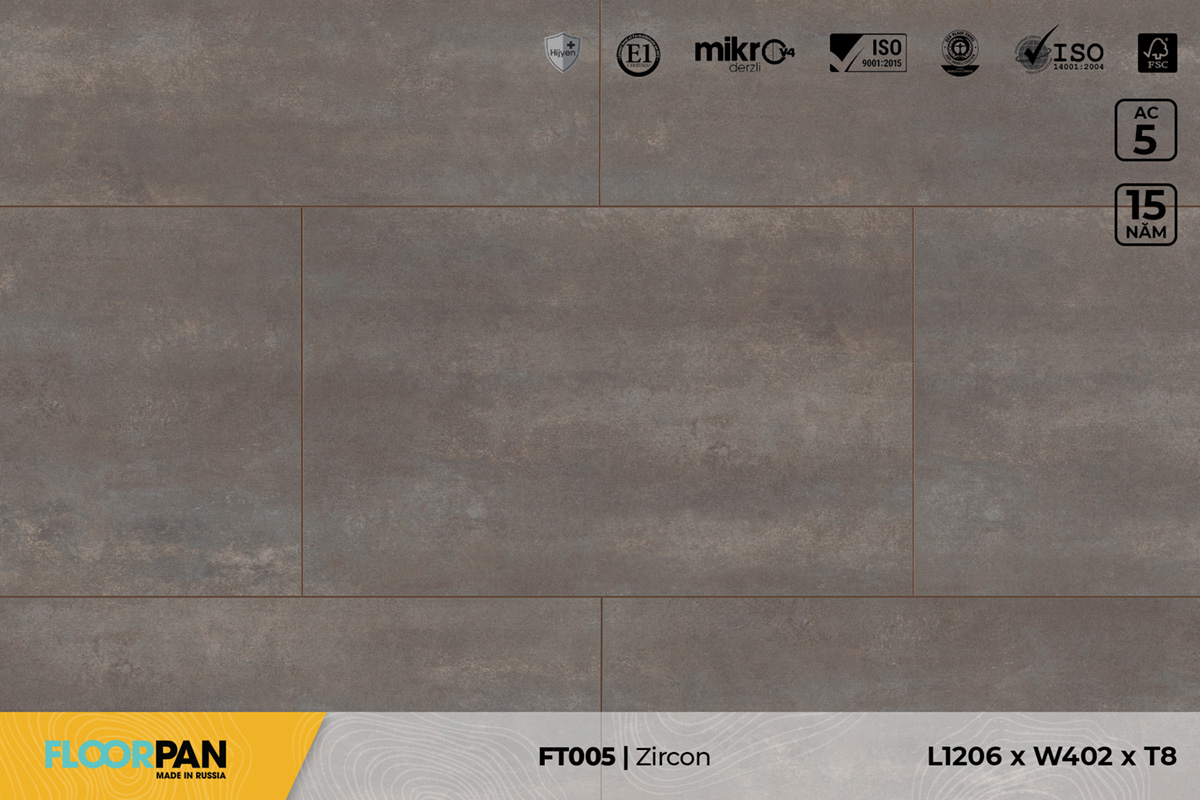 Sàn gỗ vân đá Floorpan FT005 Stone Zircon – 8mm – AC5
