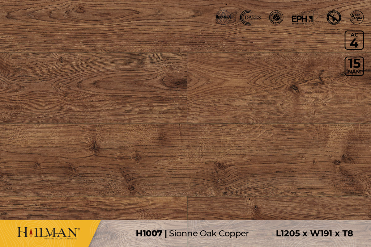 Sàn gỗ Hillman H1007 Sionne Oak Copper – 8mm – AC4