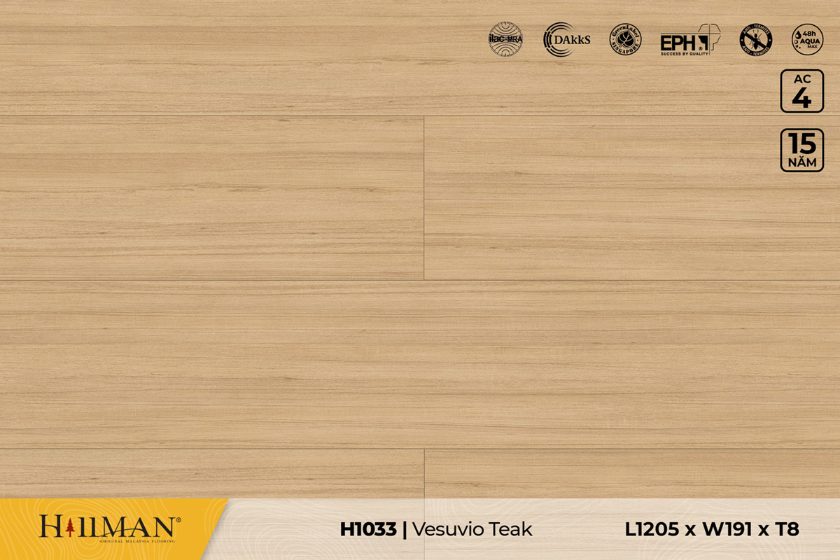 Sàn gỗ Hillman H1033 Vesuvio Teak – 8mm – AC4