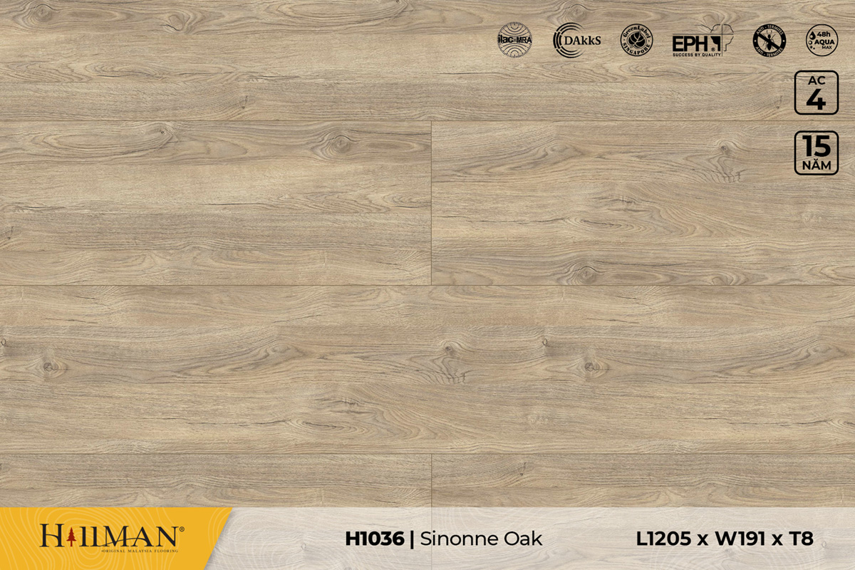 Sàn gỗ Hillman H1036 Sinonne Oak – 8mm – AC4