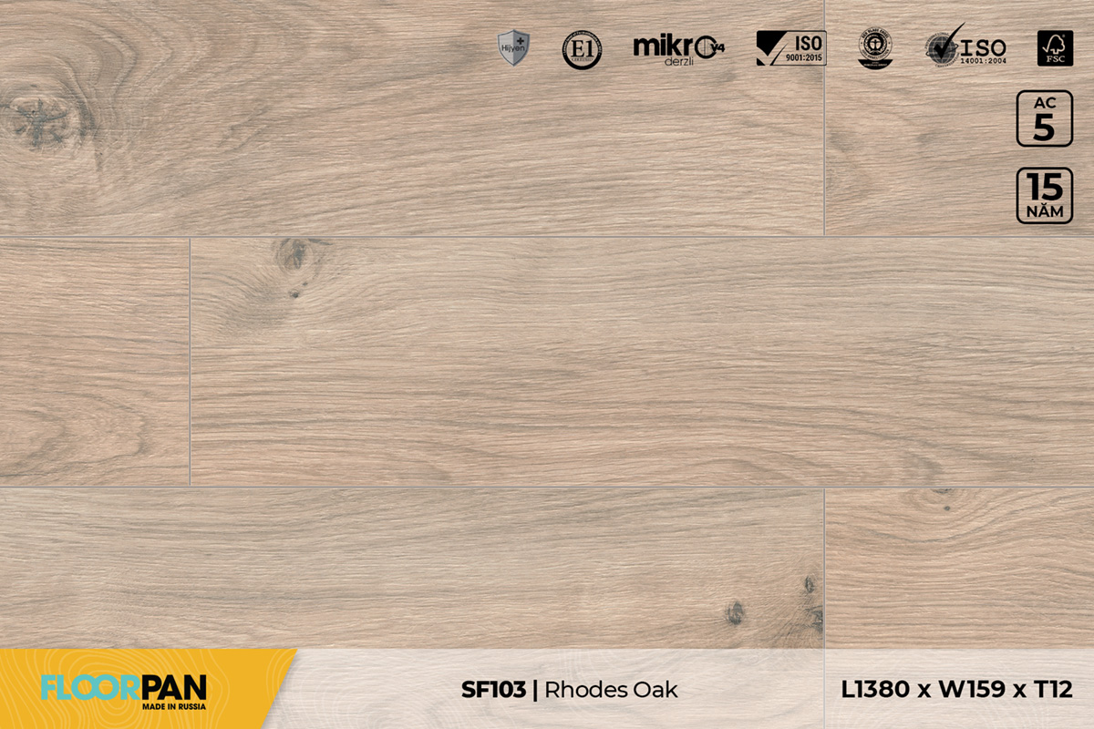 Sàn gỗ Floorpan SF103 Rhodes Oak – 12mm – AC5