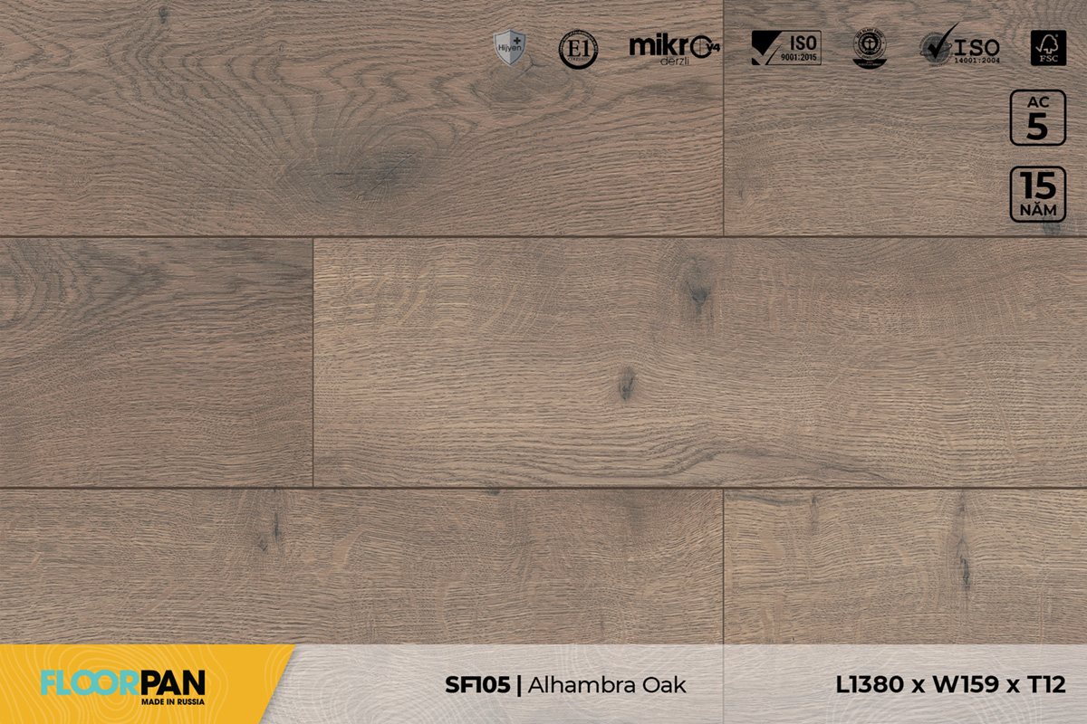 Sàn gỗ Floorpan SF105 Alhambra Oak – 12mm – AC5