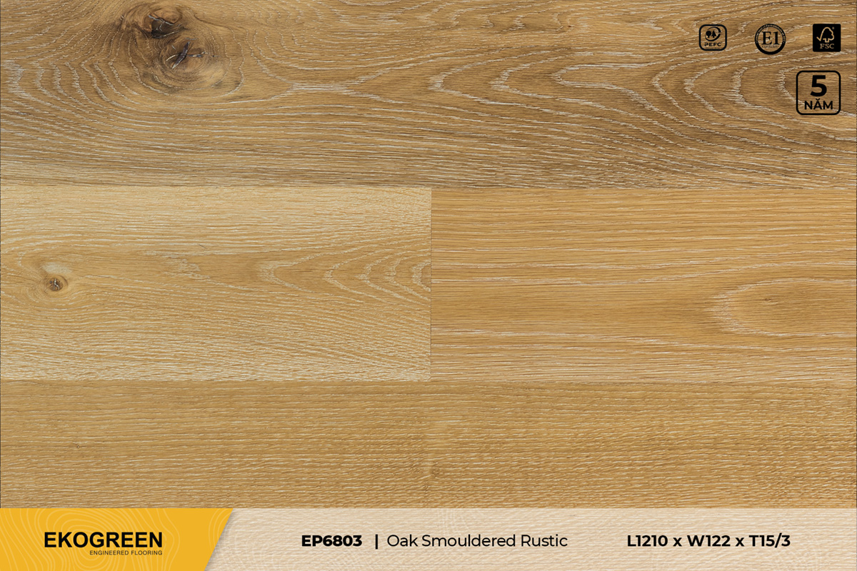Sàn gỗ EP6803 Oak Smouldered Rustic – Premium – 15/3mm