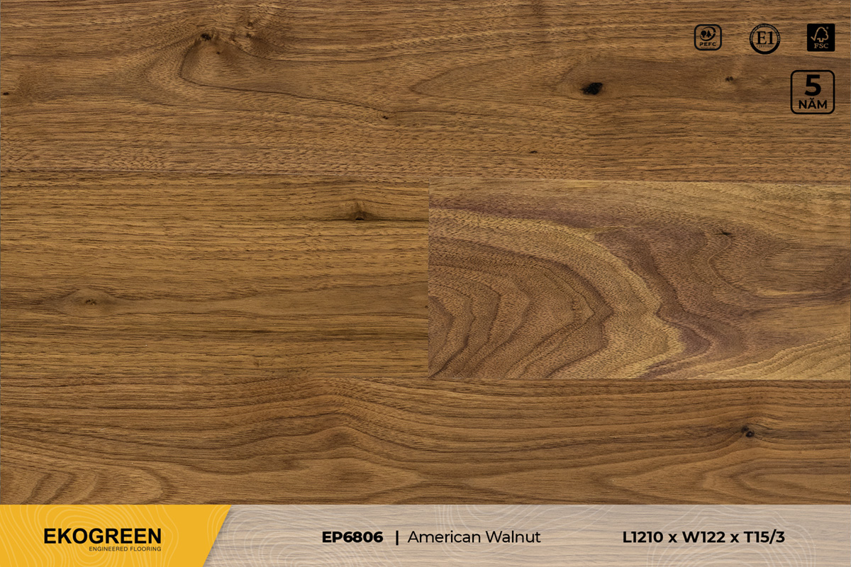 Sàn gỗ EP6806 American Walnut – Premium – 15/3mm