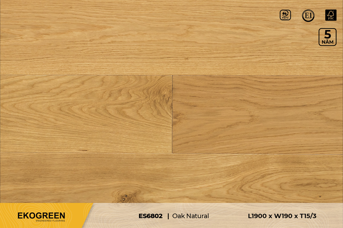 Sàn gỗ sồi ES6802 Oak Natural – Signature – 15/3mm