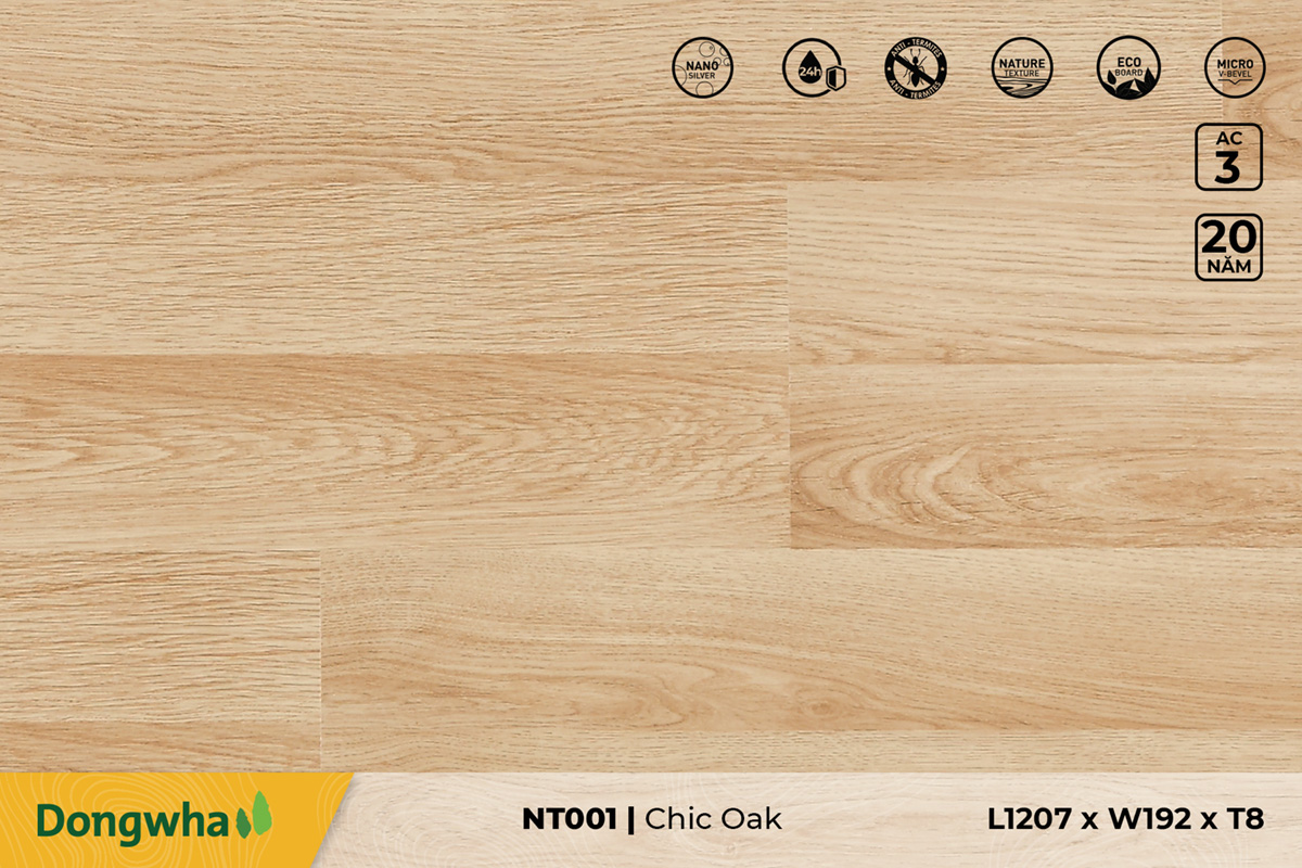 Sàn gỗ NT001 Chic Oak – 8mm – AC3