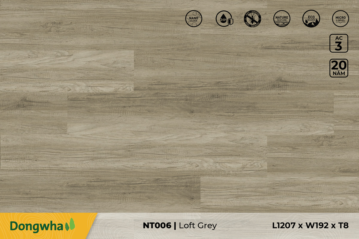 Sàn gỗ NT006 Loft Grey – 8mm – AC3