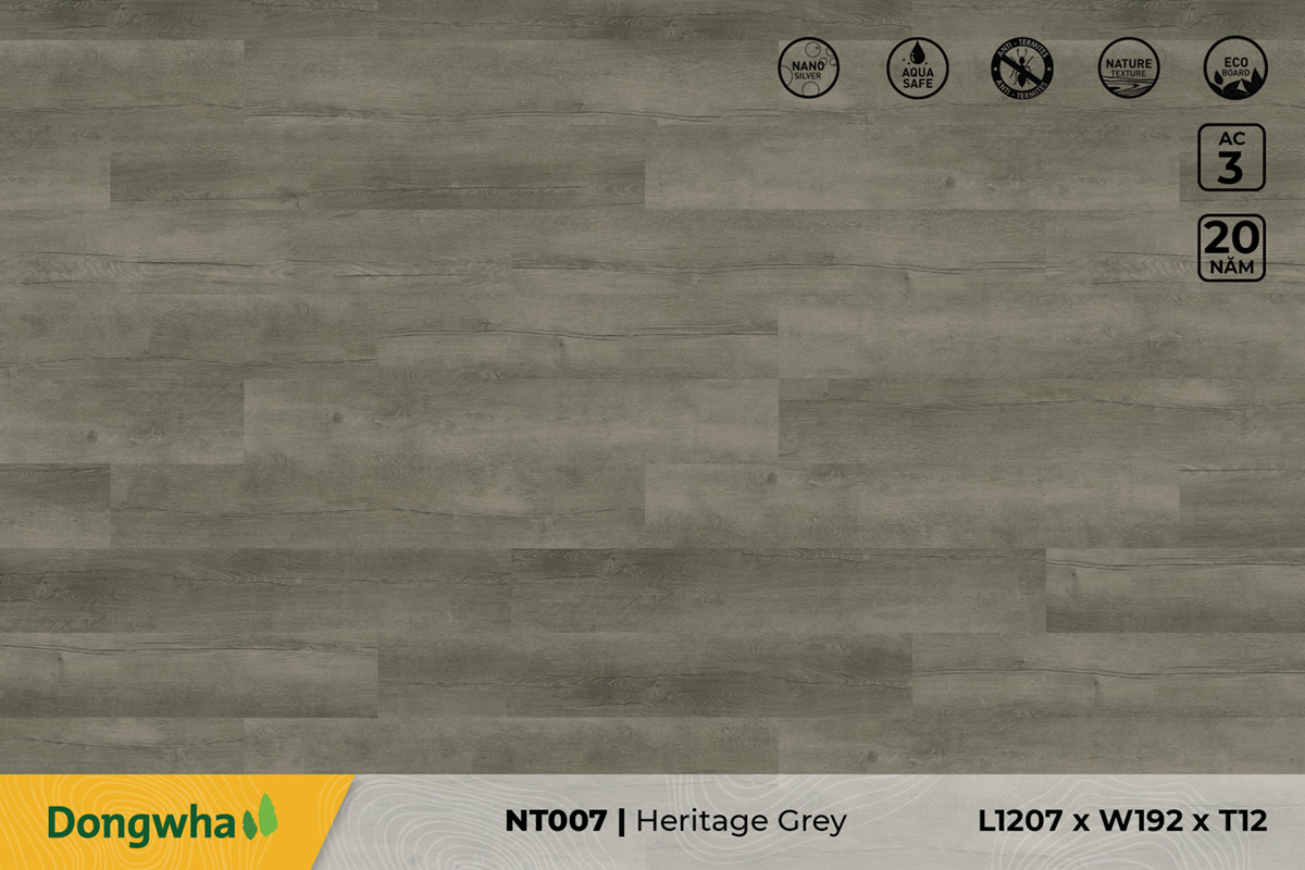 Sàn gỗ NT007 Heritage Grey – 8mm – AC3