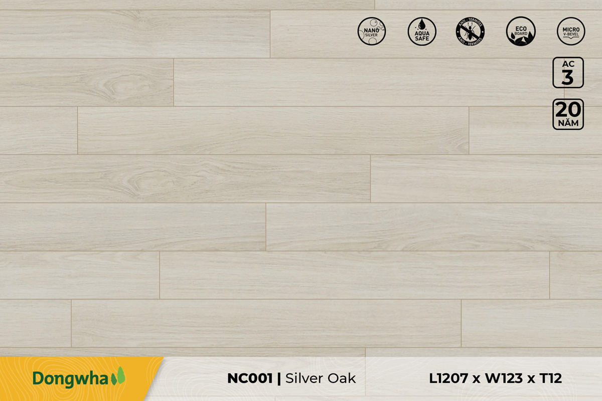 Sàn gỗ NC001 Silver Oak – 12mm – AC3