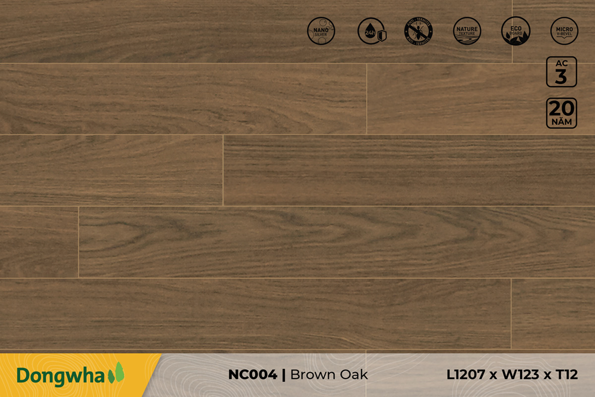 Sàn gỗ NC004 Brown Oak – 12mm – AC3
