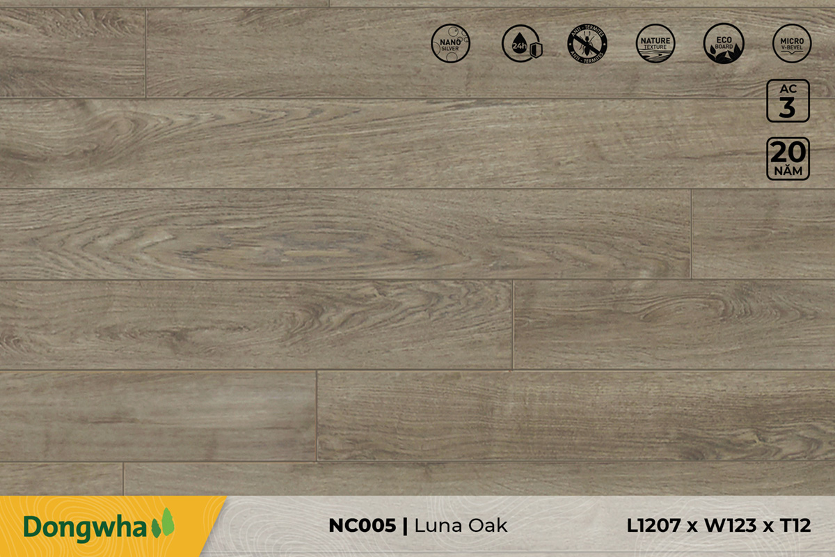 Sàn gỗ NC005 Luna Oak – 12mm – AC3