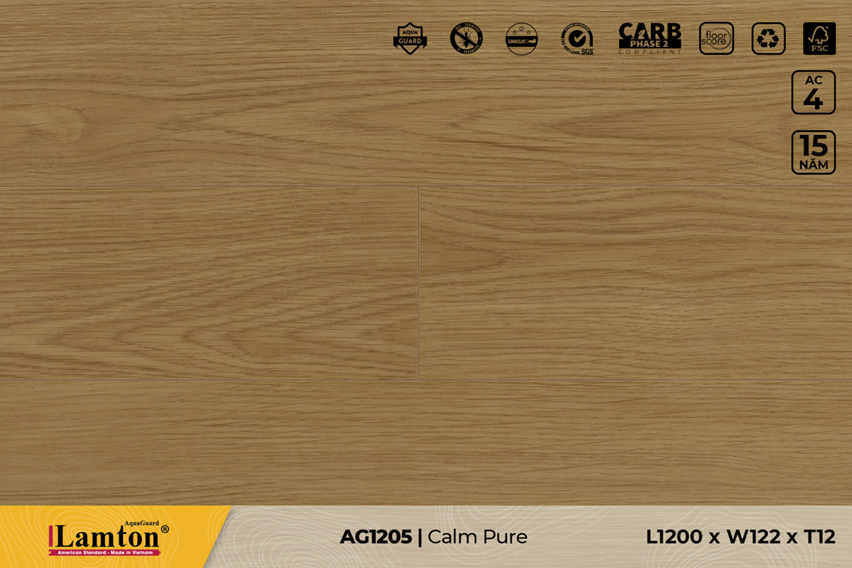 Sàn gỗ AG1205 Calm Pure – 12mm – AC4
