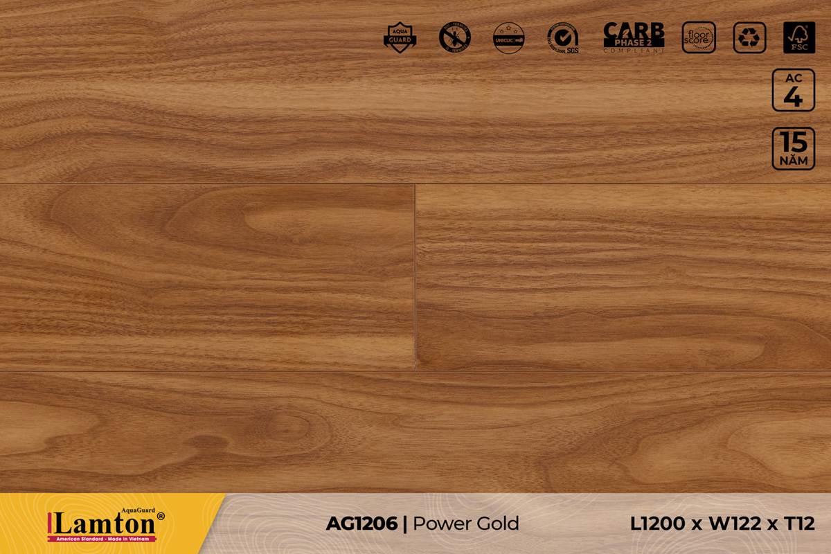 Sàn gỗ AG1206 Power Gold – 12mm – AC4