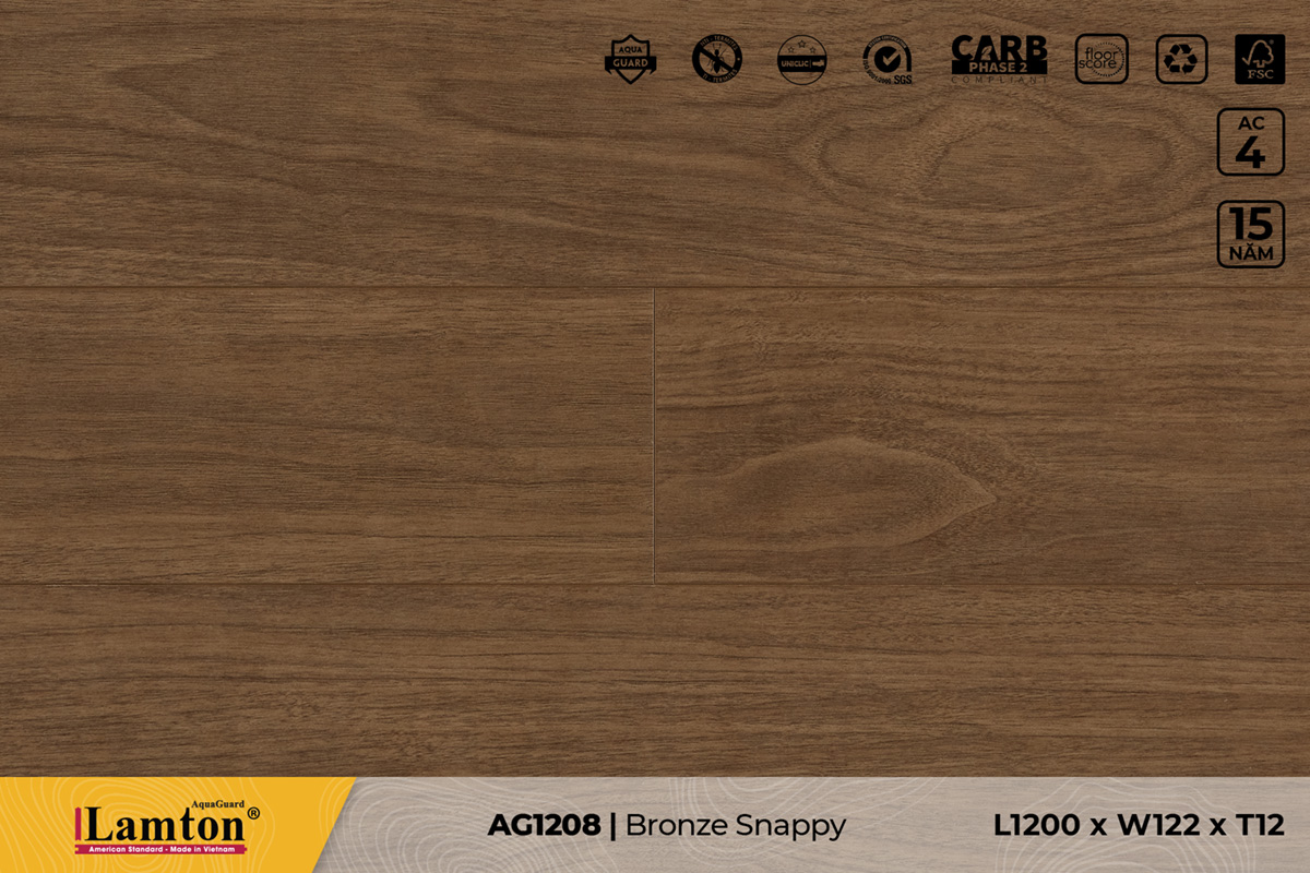 Sàn gỗ AG1208 Bronze Snappy – 12mm – AC4