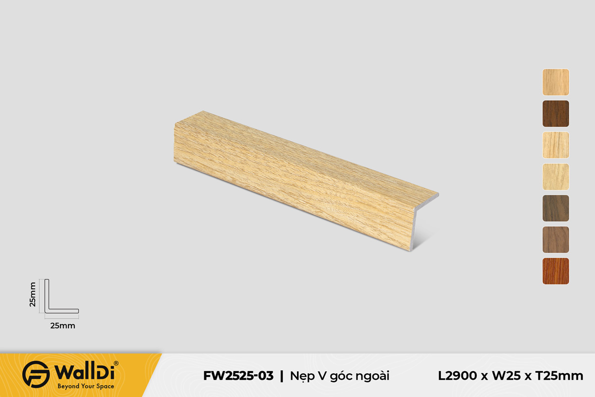 Nẹp V góc ngoài FW2525-03 – Natural Oak – 25mm