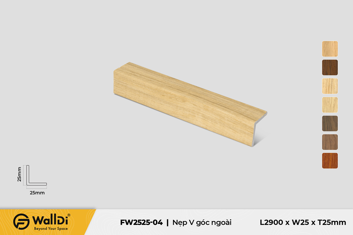 Nẹp V góc ngoài FW2525-04 – Nice Oak – 25mm