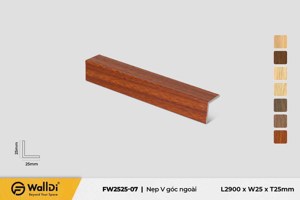 Nẹp V góc ngoài FW2525-07 – Specila Redwood – 25mm