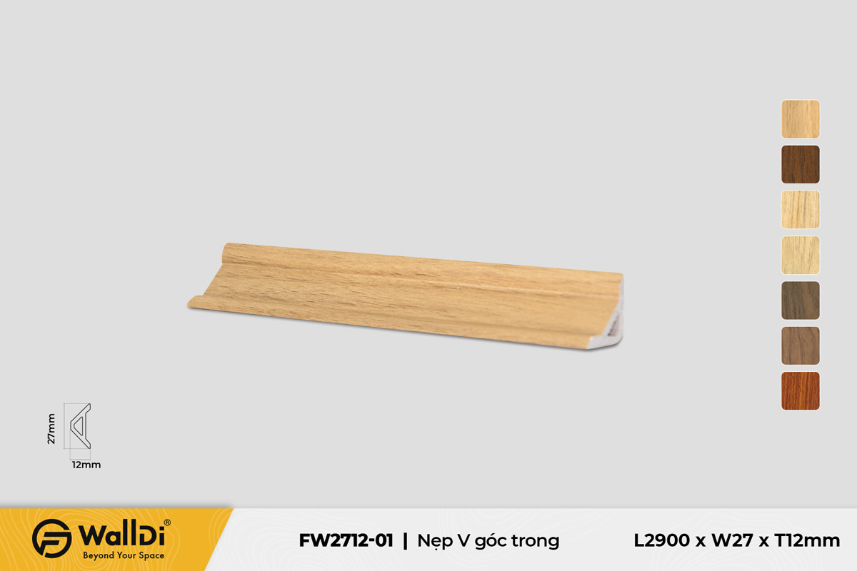 Nẹp V góc trong FW2712-01 – Light Walnut – 12mm