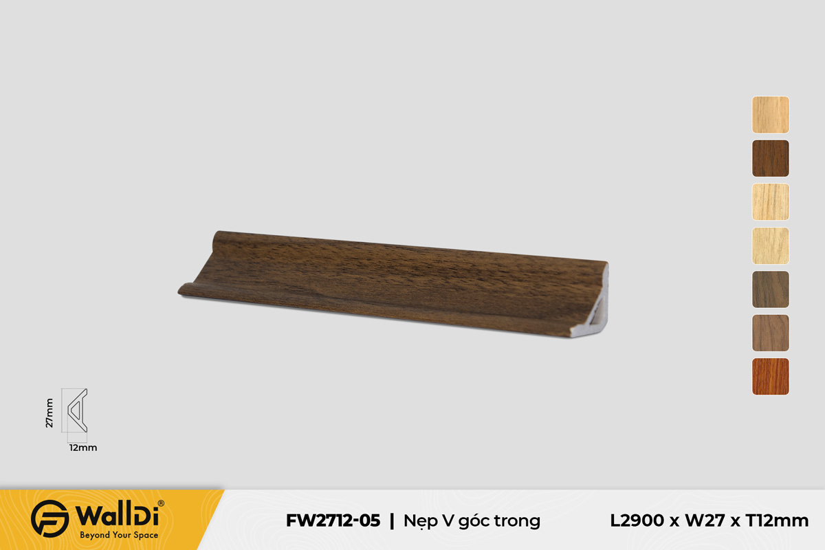Nẹp V góc trong FW2712-05 – Dark Walnut – 12mm