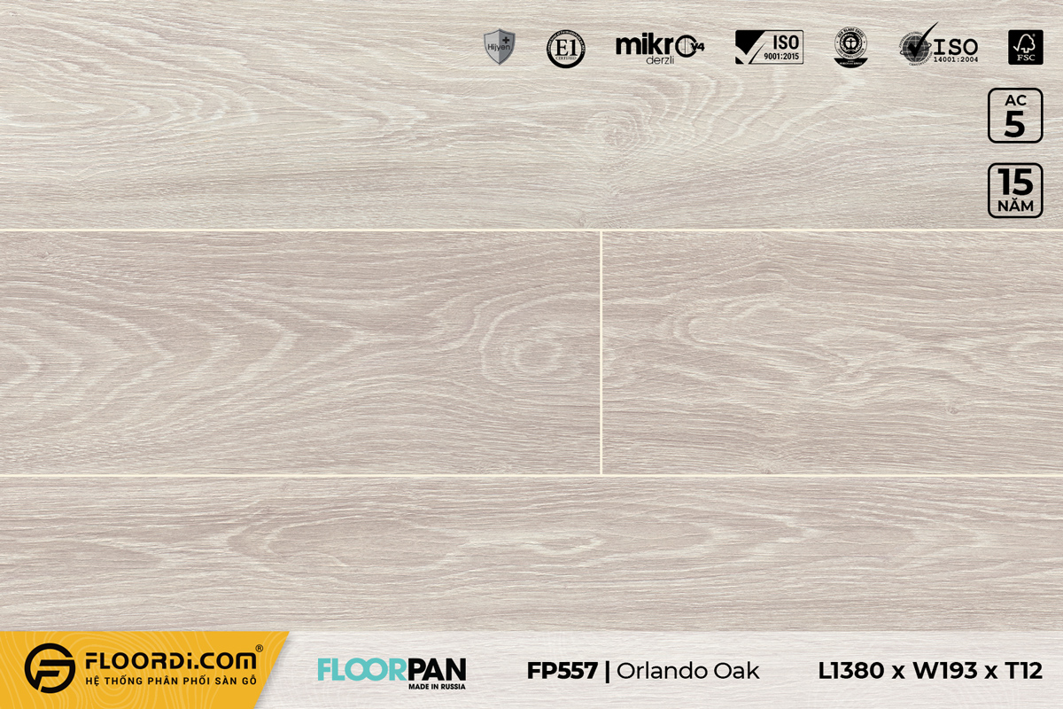 Sàn gỗ FP557 Orlando Oak – 12mm – AC5