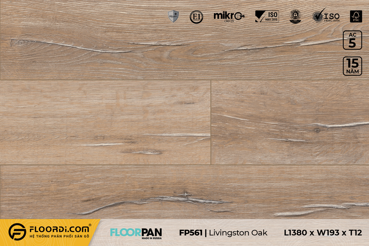 Sàn gỗ FP561 Livingston Oak – 12mm – AC5