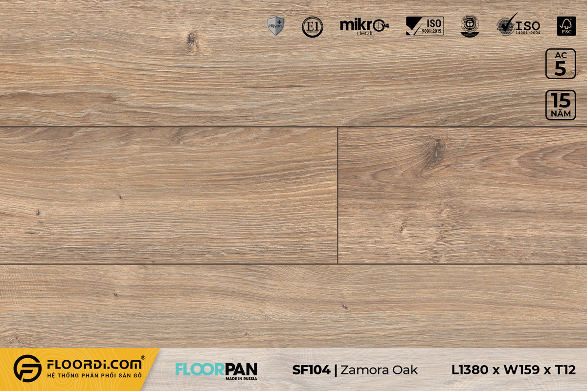 Sàn gỗ SF104 Zamora Oak – 12mm – AC5